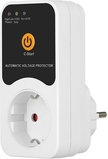 Oudun Automatischer Spannungsbegrenzer-Steckdose mit Über-/Unterspannungsschutz, AC 220V, 16A, Einstellbar, EU-Stecker, Weiß - Bild 1