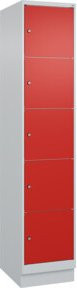 C+P Schließfachschrank Classic PLUS mit Sockel, 1 Abteil, Farbe Grau mit roter Front, H x B x T: 195 x 40 x 50 cm - Bild 1
