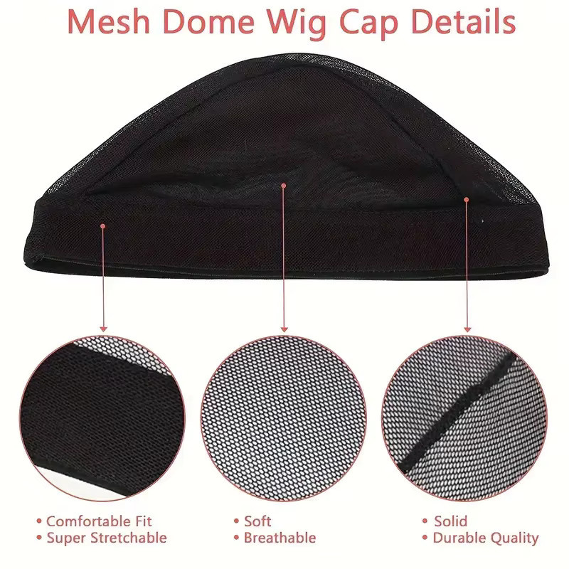 5 Stück Perückenkappen Mesh, schwarz, dehnbar, Unisex - Bild 5