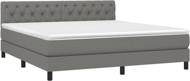 vidaXL Boxspringbett mit Matratze in Dunkelgrau, Hybridbett mit LED-Unterbettbeleuchtung und USB-Ladeport, B/T: 160 x 200 cm - Bild 1