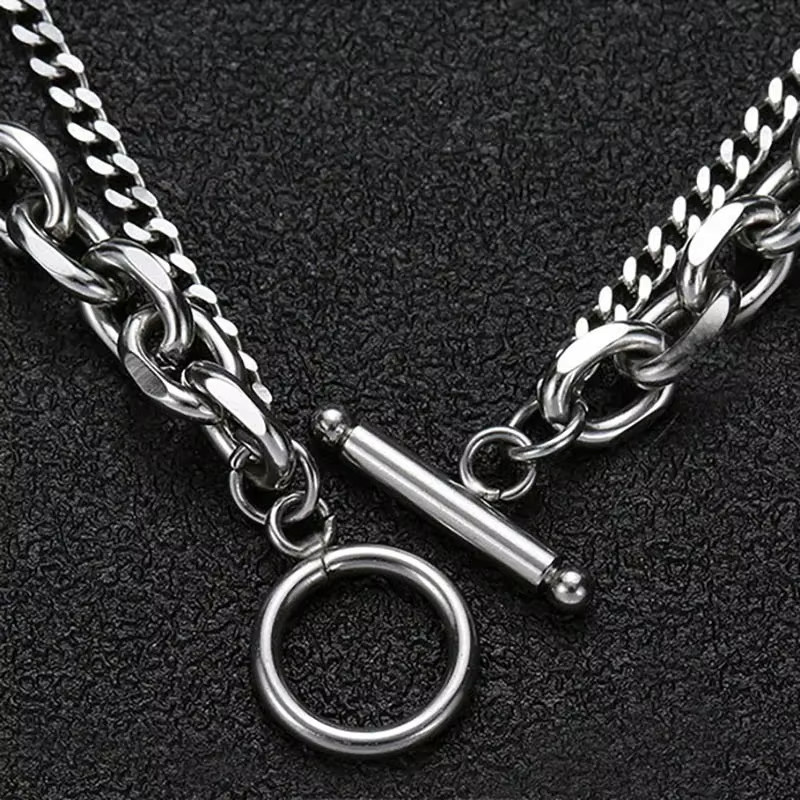 Noter Armband Edelstahl, Cuban Chain, Doppel Schicht, Herren - Bild 2