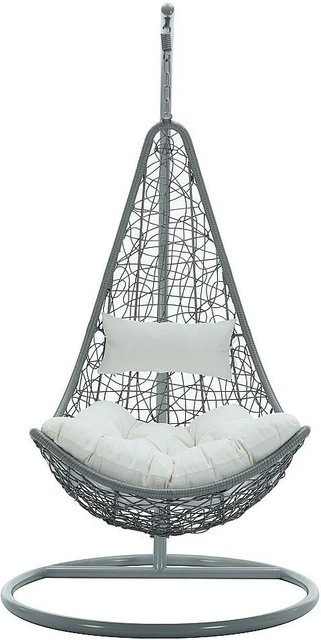 Vente-unique Hängesessel Orosi in Hellgrau aus Polyrattan mit Kissen inkl. - Bild 1