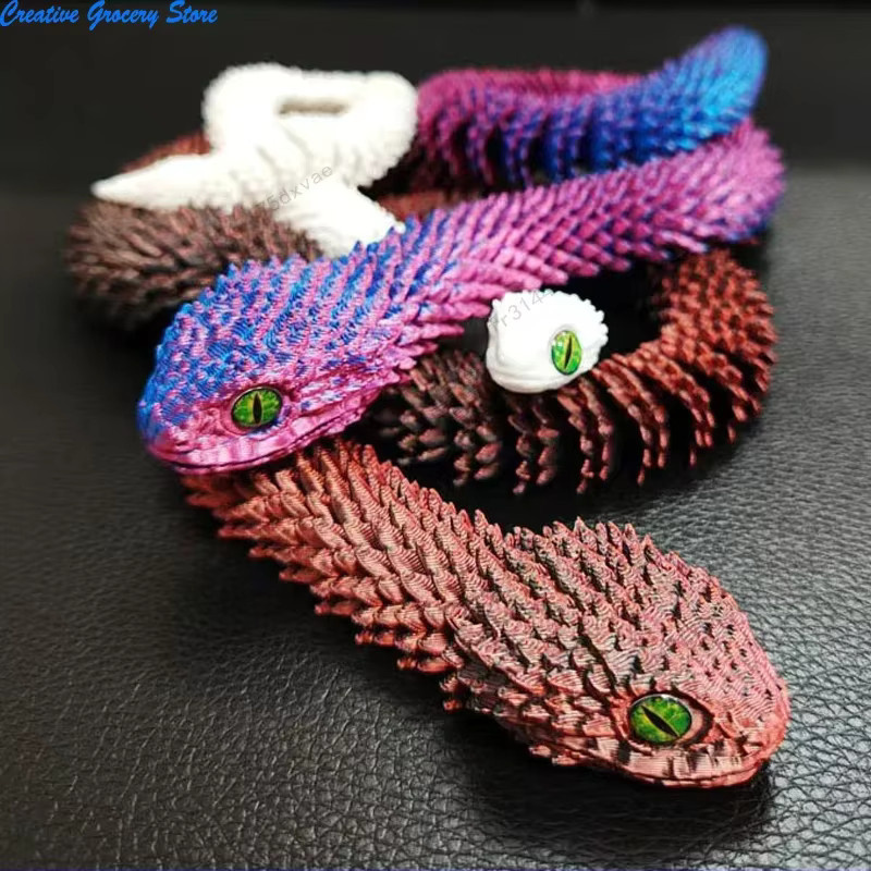 NUOYING Gelenk-Schlangen-Fidget-Spielzeug, bewegliche 3D-gedruckte Schlange in Multicolour zur Stressbewältigung und als Desktop-Dekoration - Bild 2
