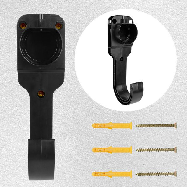 Universal Wandhalterung für EV Ladegeräte Kabelhalter für Typ 2 Stecker und Ladepistole in Schwarz - Bild 1