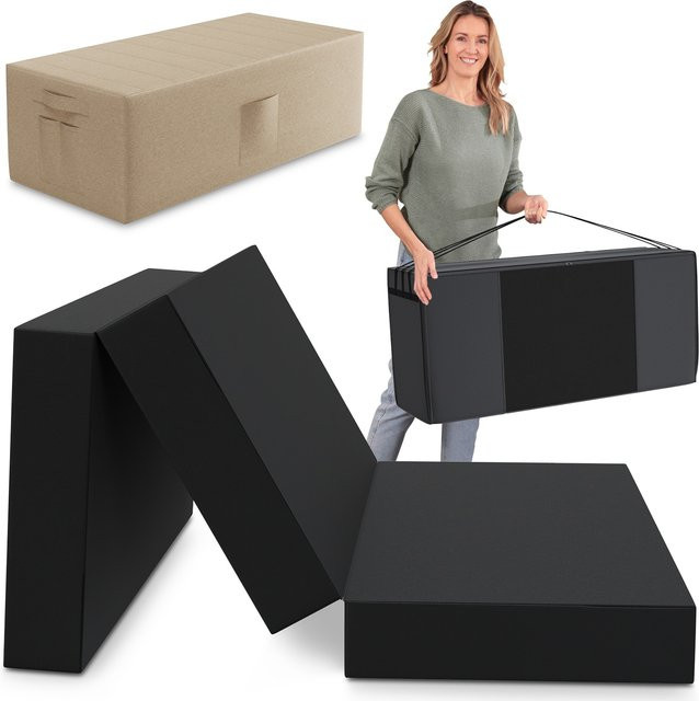 eloneo Spar-Set Klappmatratze Gästematratze mit Husse und Transporttasche, Schwarz/Beige, B/T/H: 120 x 195 x 15 cm - Bild 1