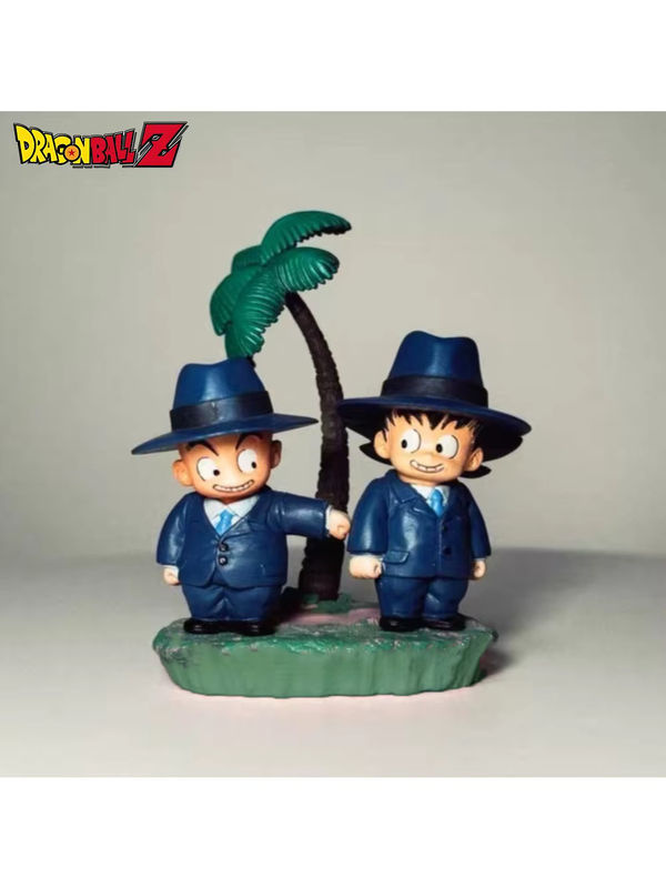 Bandai Dragon Ball Anime Figuren Krillin und Goku aus PVC als Sammlermodell und Desktop-Ornament, Höhe: 7 cm, Blau - Bild 2