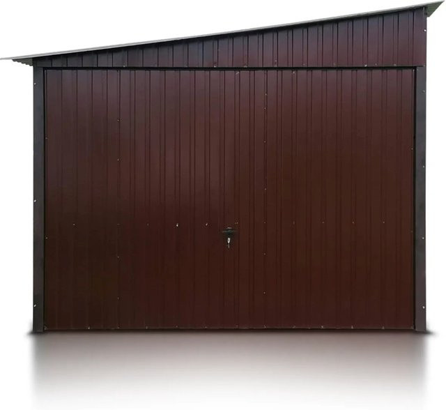 Liderstal Einzelgarage Premium aus Blech mit Pultdach und Doppelflügeltor in Braun, B/T/H: 500 x 300 x 250 cm - Bild 1