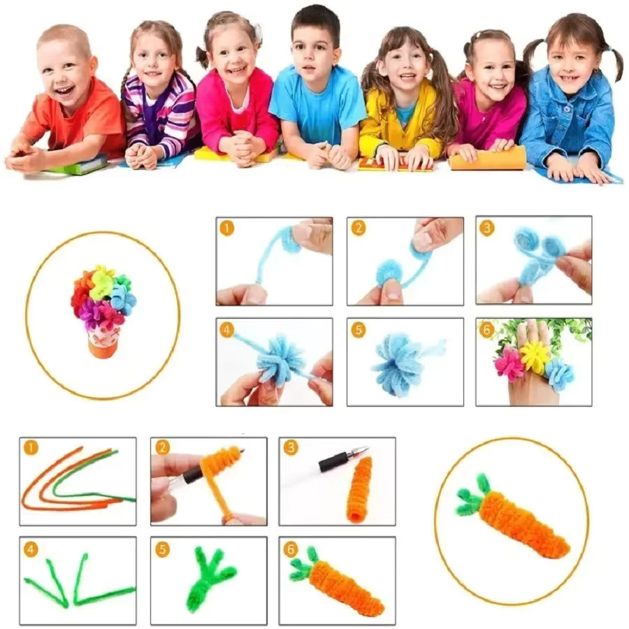 Bunte Chenille Stiele Pfeifenreiniger, Plüsch Lametta, 100-teiliges Set - Bild 4