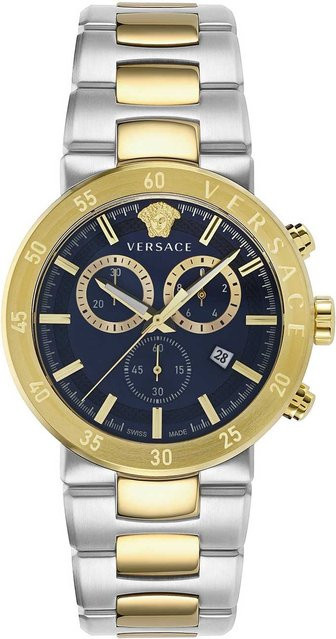 Versace Chronograph, Herrenuhr, Edelstahl, Blau, Quarz, 44 mm, 5 ATM - Bild 1