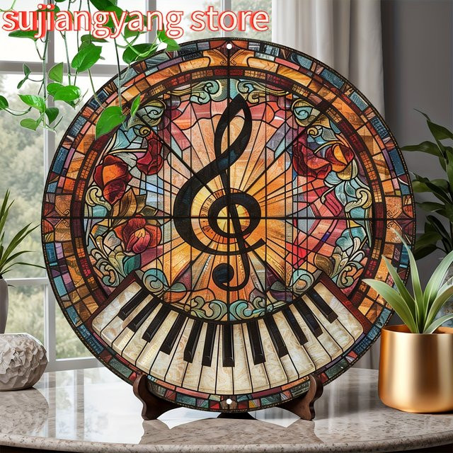 Potdemiel Willkommensschild Rock Music Note – Runde Wandkunst aus Metall in Multicolour, Durchmesser: 20,32 cm - Bild 1