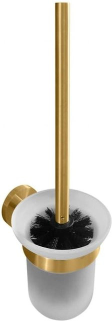 Brillantbad BABLO WC-Bürstengarnitur aus Messing in Gold matt mit Milchglas, B/T/H: 14,0 x 9,5 x 37,0 cm - Bild 1