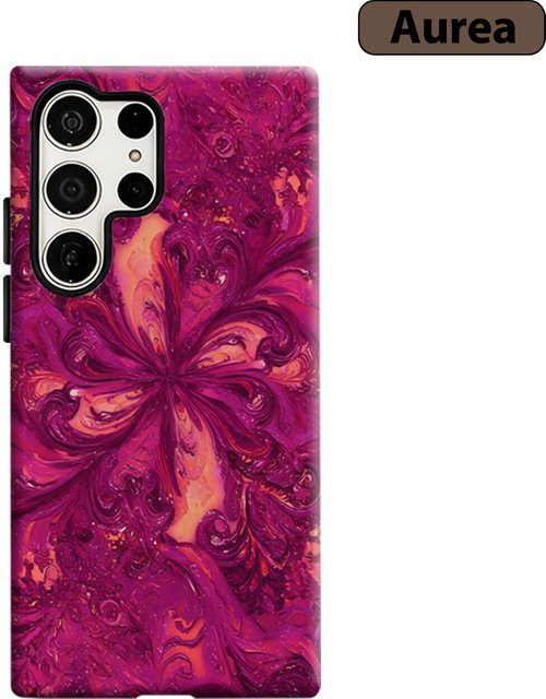 Stoßfeste Doppelschicht Handyhülle Magenta Swirl für Samsung Galaxy S25 Ultra, S24 und S23 Ultra Plus in Pink und Purple - Bild 1