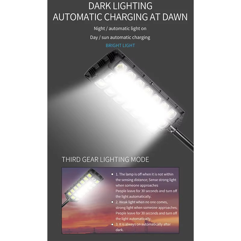 ESMARTER Solar-Bewegungsmelder-Wandlampe mit LED und 3 Beleuchtungsmodi, wasserdichte Außenleuchte für Garten und Terrasse, Schwarz - Bild 4