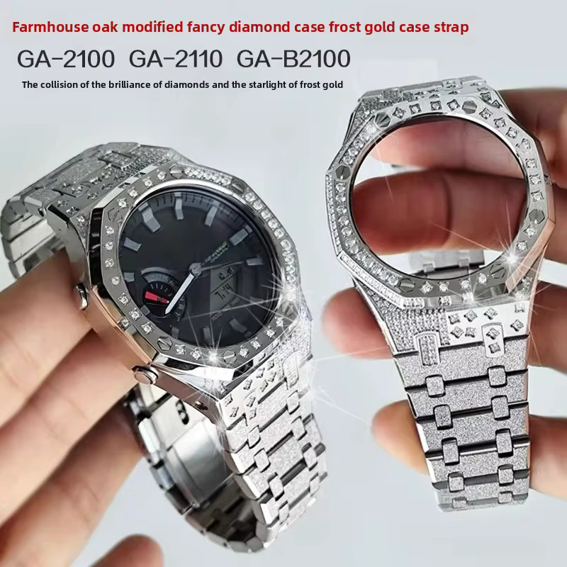 Casio Uhrenzubehör Diamant-Gehäuse-Mod-Kit, Edelstahlgehäuse, Kautschuk-Armband, Silber - Bild 3