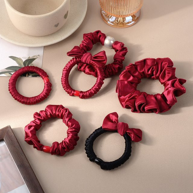 Haarring aus Satin, rote Schleife, Damen - Bild 1