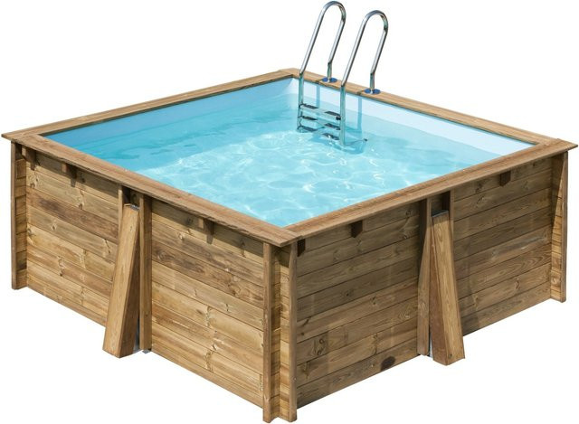 Gre Echtholzpool Carra quadratisch in Braun mit Sandfilter und Leiter, B/T/H: 305 x 305 x 119 cm - Bild 1