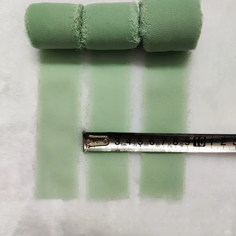 3 Rollen Chiffon-Band in Hellgrün mit handgemachter Kante für Hochzeitsdekoration und DIY-Bastelarbeiten - Bild 2