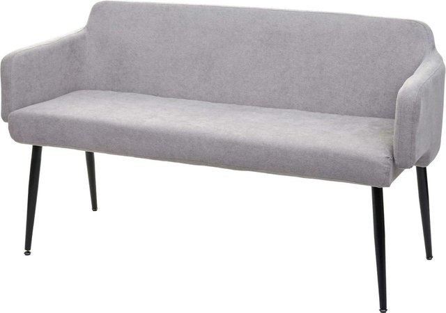 BERLINLODGE Sitzbank Modern mit Rückenlehne und Armlehnen in Grau, B/T/H: 133 x 77 x 56 cm, Sitzhöhe: 48 cm - Bild 1