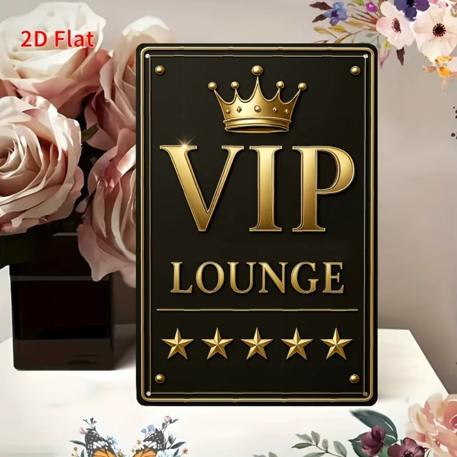 HELLOYOUNG VIP-Lounge-Schild aus Metall mit goldenem Kronen-Design in Schwarz und Gold, Wandkunst für Büro und Restaurant, B/H: 30 x 20 cm - Bild 3