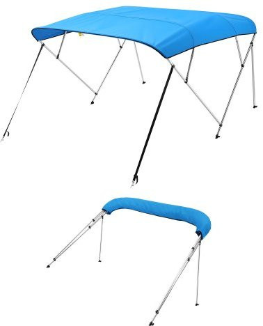 VEVOR Bimini Top Bootsabdeckung mit 4 Bögen aus 600D Polyester und Aluminiumrahmen, wasserdichte Bootsmarkise mit Sonnenschutz in Blau, B/T/H: 216-229 x 244 x 137 cm - Bild 1