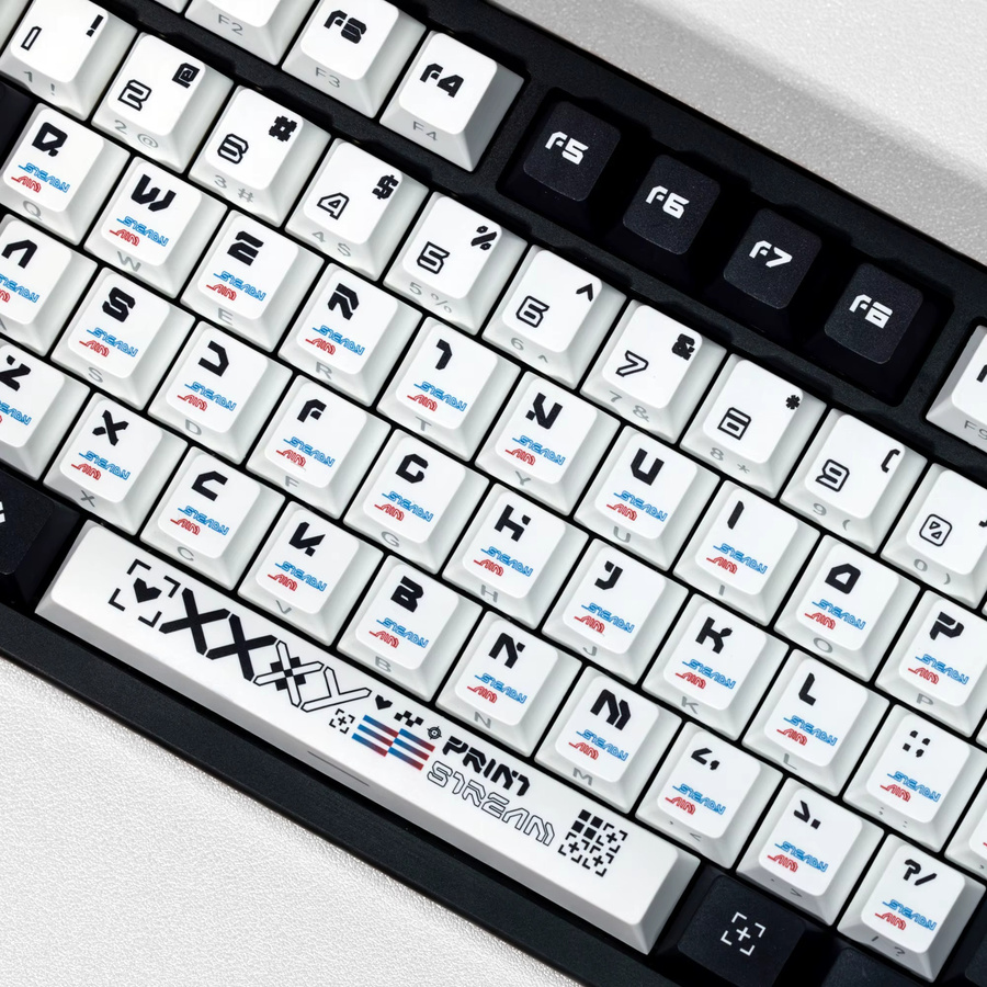 Eagiacme PBT Cherry Tastenkappen für mechanische Tastaturen in Schwarz und Weiß mit ISO FR DE ES Layout und seitlicher Hintergrundbeleuchtung - Bild 4