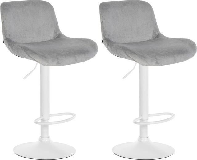 CLP 2er Set Barhocker Solon Weiß, höhenverstellbare und drehbare Barstühle mit Rückenlehne aus Samt oder Stoff in modernem Design - Bild 1