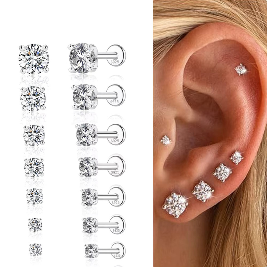 AIDE Piercing-Nägel 925 Sterlingsilber, Moissanit, Damen - Bild 3