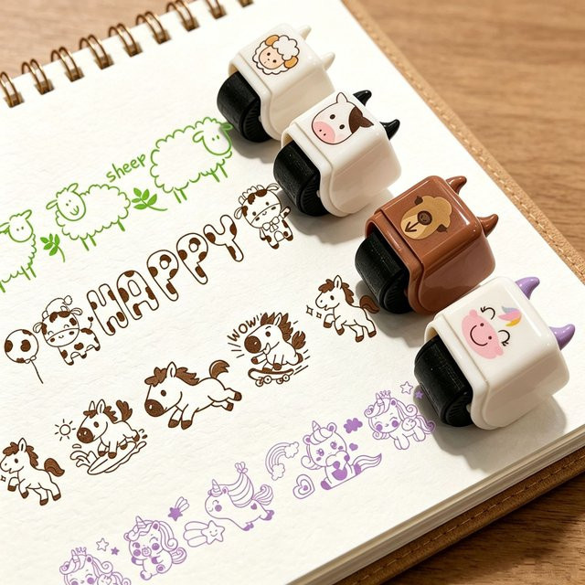 Selbststempelnder Rollerstempel im Cartoon-Design aus Kunststoff für deine Handarbeit und Schreibwaren-Dekoration - Bild 1