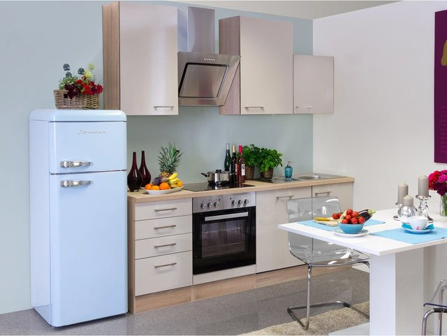 Flex-Well Exclusiv Küchenzeile Orlando in Kaschmir Glanz und Sonoma Eiche, Breite: 220 cm - Bild 1