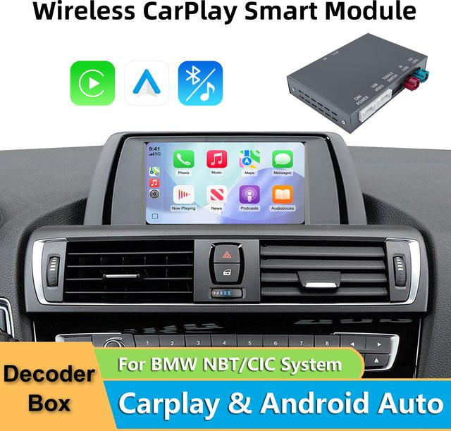 ANYFAR Kabelloser CarPlay und Android Auto Nachrüst-Decoder für BMW NBT/CIC Systeme, Schwarz - Bild 1