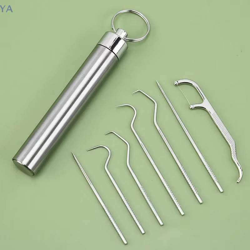 YA Edelstahl-Zahnstocher-Set, Silber, Unisex - Bild 1