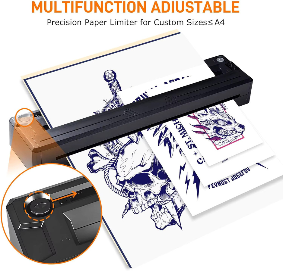 PEPAX Tragbarer Bluetooth Thermotransfer-Drucker für Tattoo-Schablonen und Transferpapier in Schwarz - Bild 2