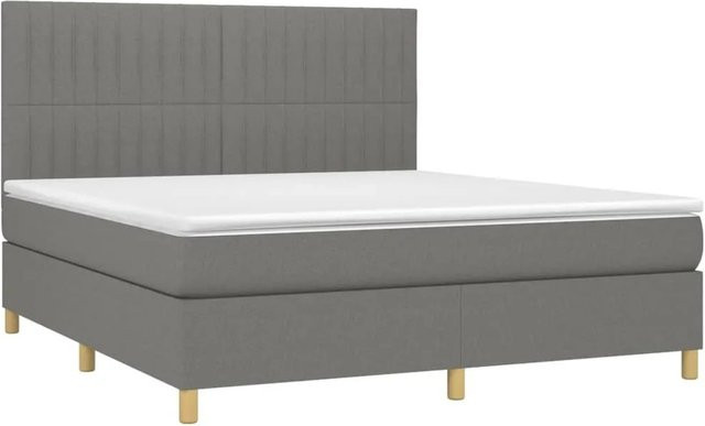 vidaXL Boxspringbett Hybrid mit Matratze und LED-Beleuchtung in Dunkelgrau, B/T/H: 180 x 200 x 118 cm - Bild 1