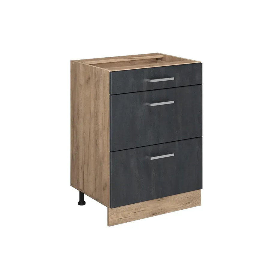 Vicco Küchenunterschrank R-Line mit Schubladen in Schwarz Beton und Eiche, Breite: 60 cm, Höhe: 81,6 cm, Tiefe: 46 cm - Bild 2