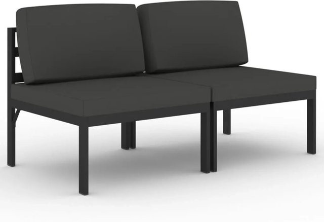 vidaXL Gartensofa 2-Sitzer aus Aluminium mit Polsterkissen in Anthrazit - Bild 1