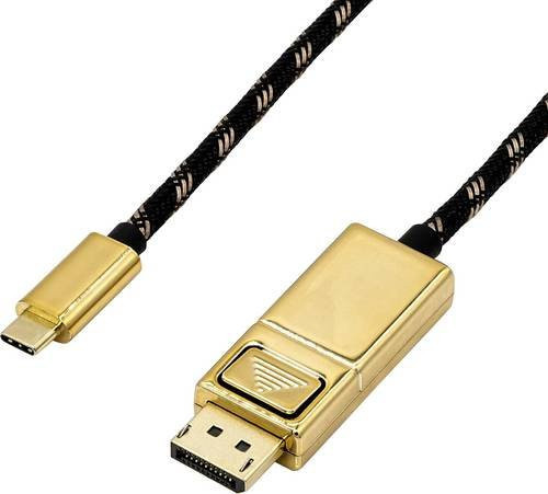 Roline USB-C auf DisplayPort Adapterkabel in Schwarz/Gold, Länge: 2,00 m - Bild 1