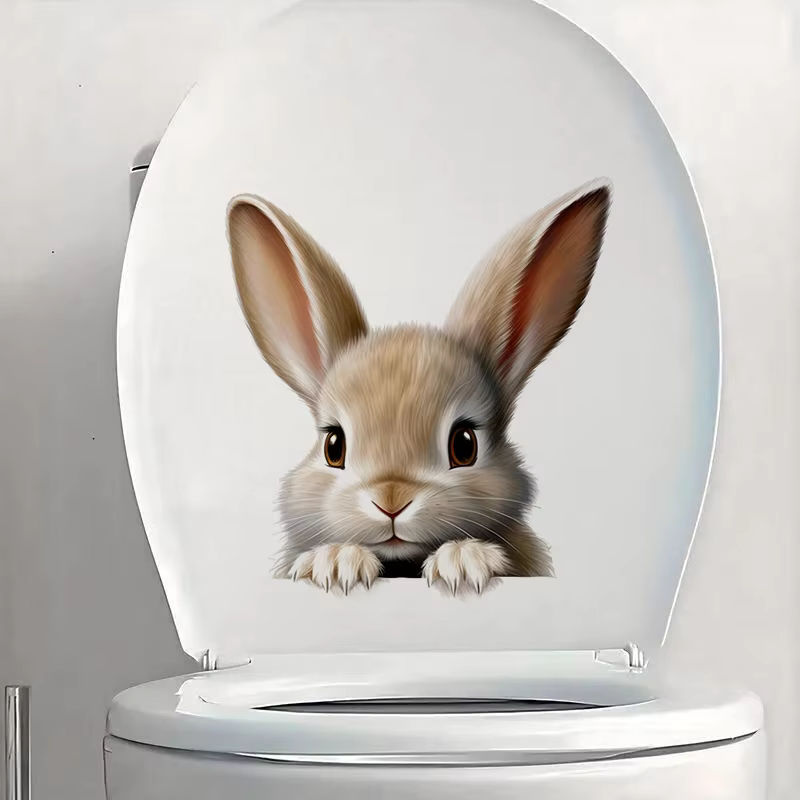Selbstklebender Wandaufkleber Hase mit langen Ohren in Beige aus Kunststoff für Kinder und zur Dekoration von Küche oder Wohnzimmer - Bild 4