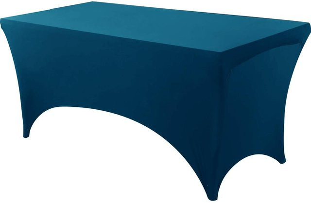 Dehnbare Spandex-Tischdecke für Veranstaltungen und Hochzeiten in Dunkelcyan, rechteckig, waschbar und knitterfrei, B/T/H: 152 x 76 x 76 cm - Bild 1