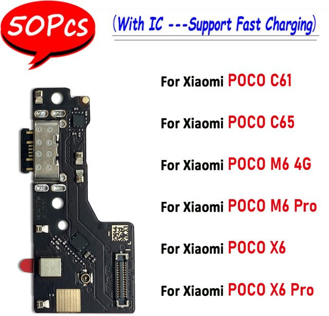 50 Stück USB Micro Ladeport Dock Connector für Xiaomi POCO C61 C65 M6 4G M6 Pro X6 F6 in Schwarz - Bild 1