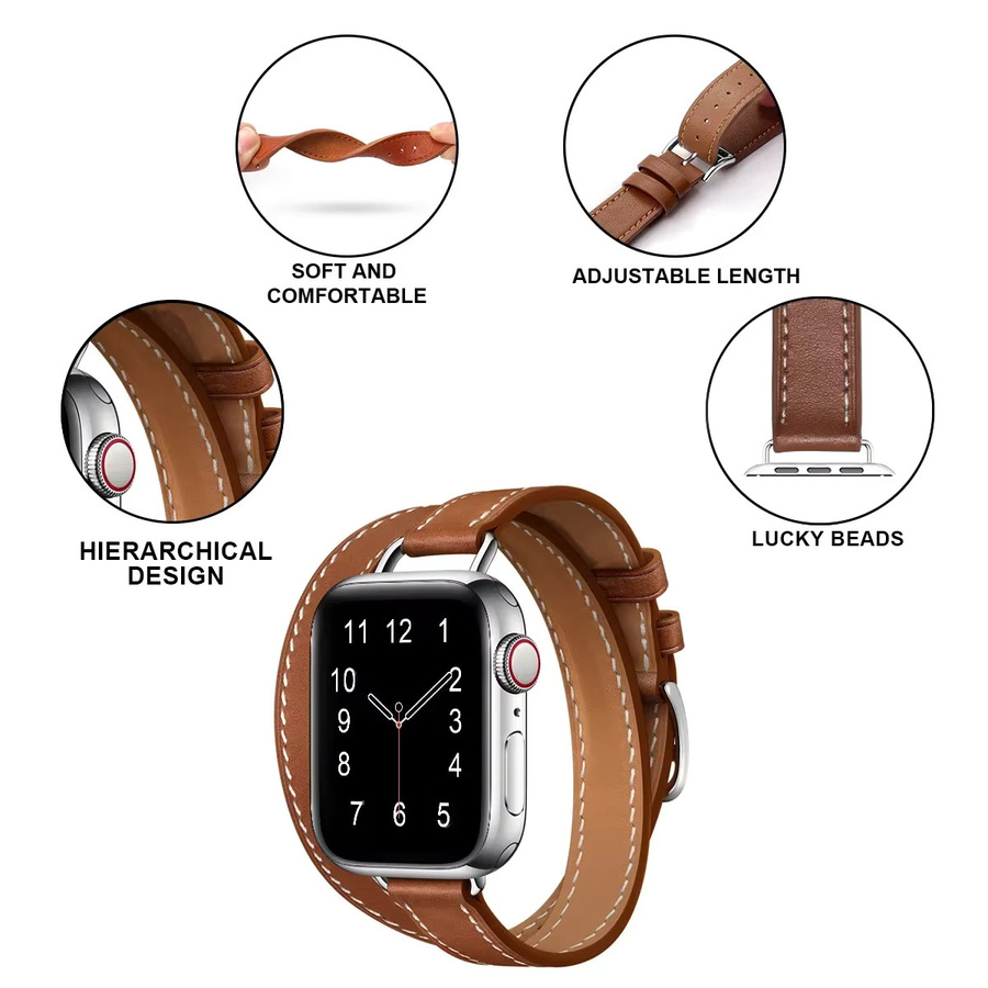 Lederarmband Doppelschlaufen, Schwarz, Unisex - Bild 3