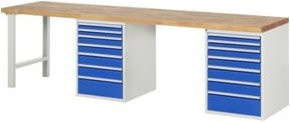 Rau Werkbank 7517A8 in Braun mit 14 Schubladen, B/T/H: 300 x 70 x 84 cm - Bild 1