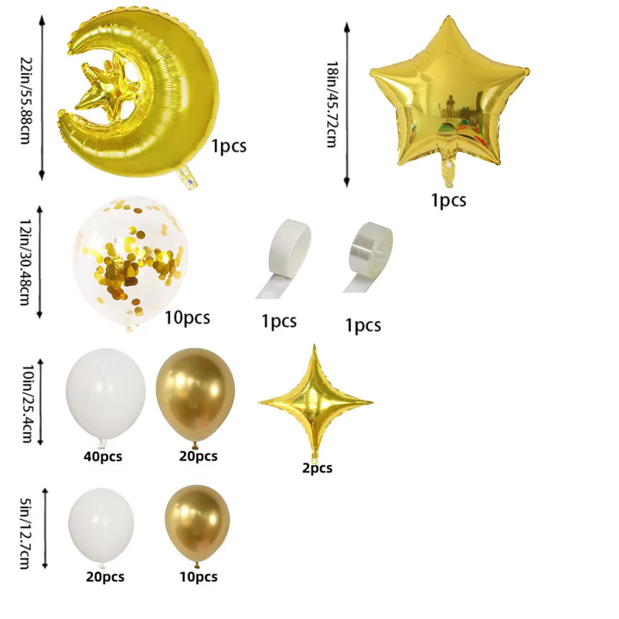 Mtrong Te Eid Mubarak Ballon Set mit Bogen Girlande in Gold für Ramadan Kareem Dekorationen - Bild 2