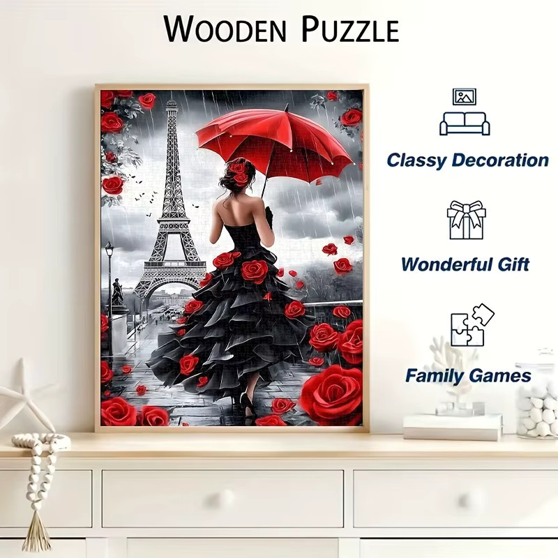 Eiffelturm- und Rosen-Design Puzzle, 1.000 Teile - Bild 4