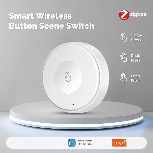 Tuya Zigbee Smart Switch Weiß: Drahtloser Szenenschalter und batteriebetriebene Fernbedienung zur Multi-Szenen-Verknüpfung - Bild 1