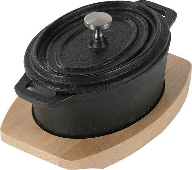 Freyersbacher Mini Cocotte Oval aus emailliertem Gusseisen, Schwarz, B/T/H: 12 x 8,5 cm - Bild 4