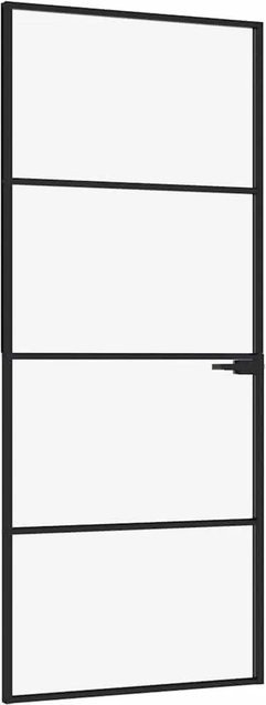 vidaXL Innentür Modern in Schwarz mit Hartglas und Aluminium, B/H: 83 x 201,5 cm - Bild 1