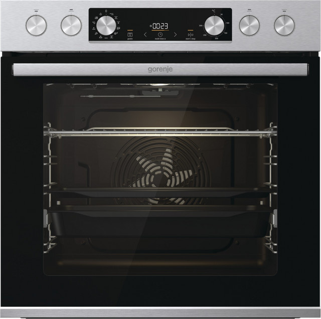 Gorenje Einbauherdset Steel Set in Silber mit Glaskeramikkochfeld und Backofen mit Heißluft, Dampfunterstützung und katalytischer Reinigung - Bild 1
