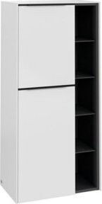 Villeroy & Boch Mittelschrank Subway 3.0 in Weiß mit Glastüren und offenen Regalfächern, Wandmontage, B/T/H: 57,4 x 36,2 x 120 cm - Bild 1