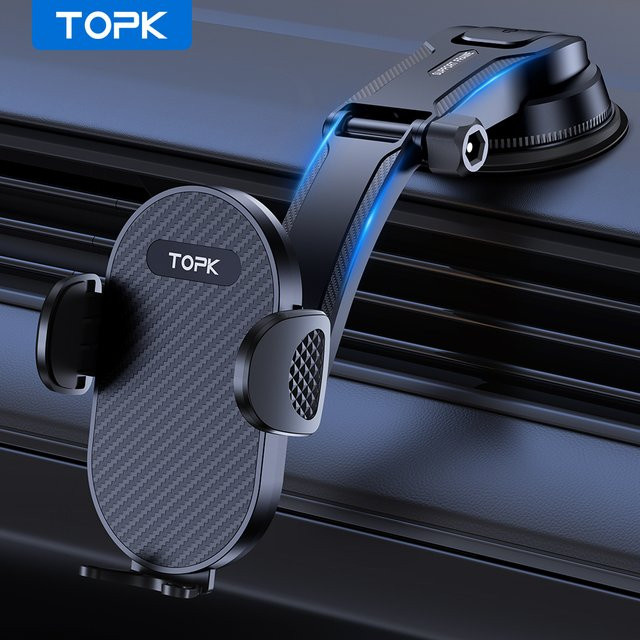 TOPK Universal Autotelefonhalterung für die Lüftung mit Hakenclip, verstellbare Handyhalterung in Schwarz - Bild 1