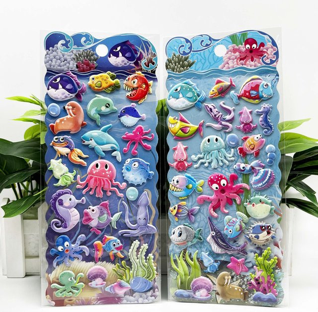 4 Stück Oktopus 3D Puffy Aufkleber in Multicolour für Scrapbooking und DIY Journaling - Bild 1